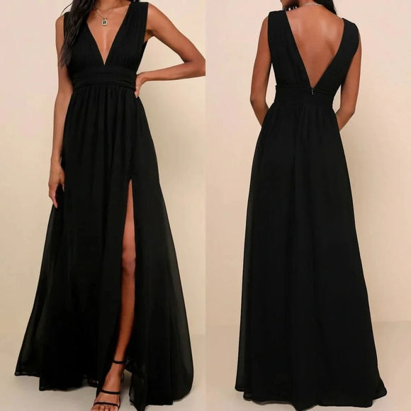NWT Lulus Heavenly Hues Black‎ Maxi Dress - Picture 1 of 9